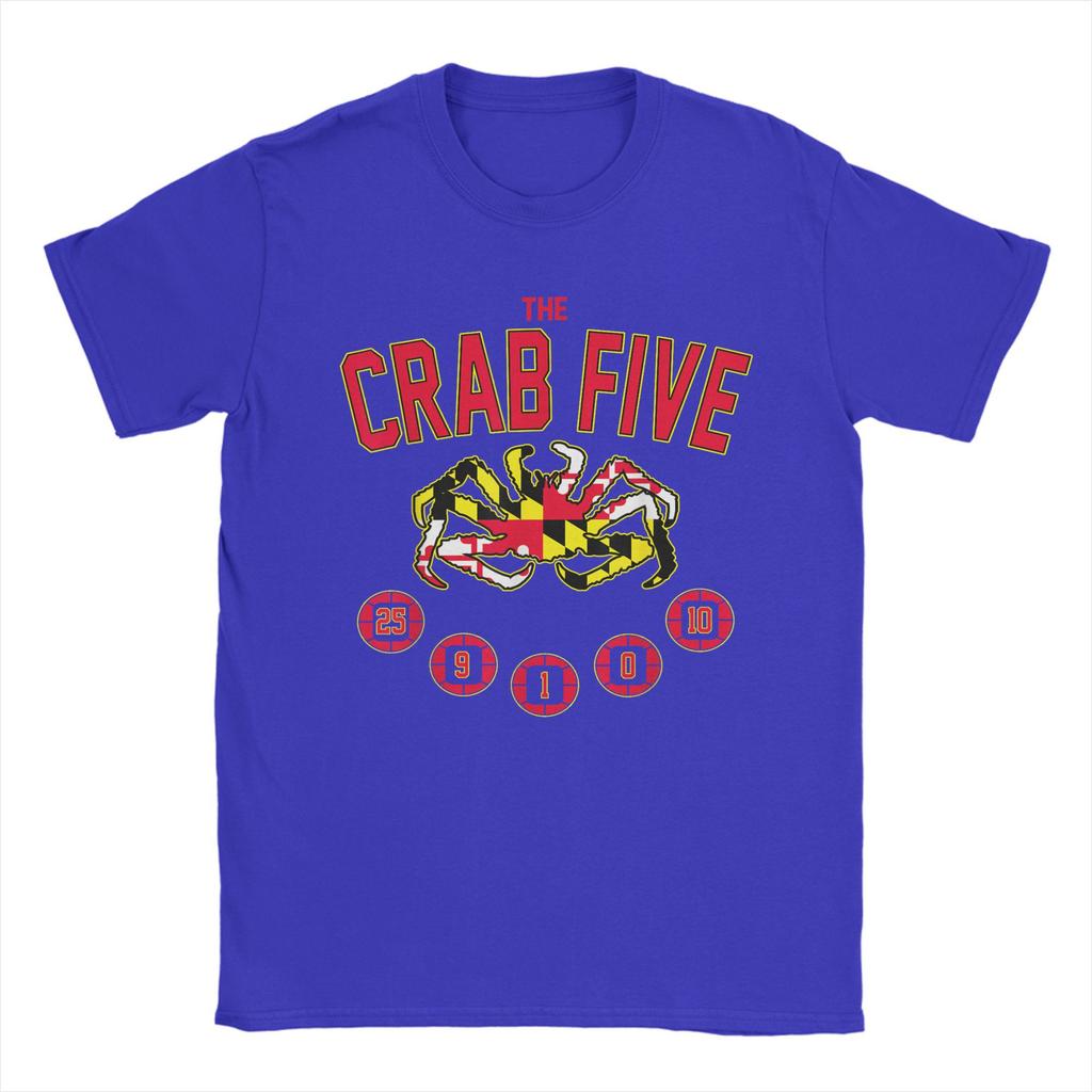 Herren The Crab Five Maryland Flag T-Shirt Basketballnummer Baumwolle Merchandise Freizeit Kurzarm O-Ausschnitt T-Shirts Sommer T-Shirt