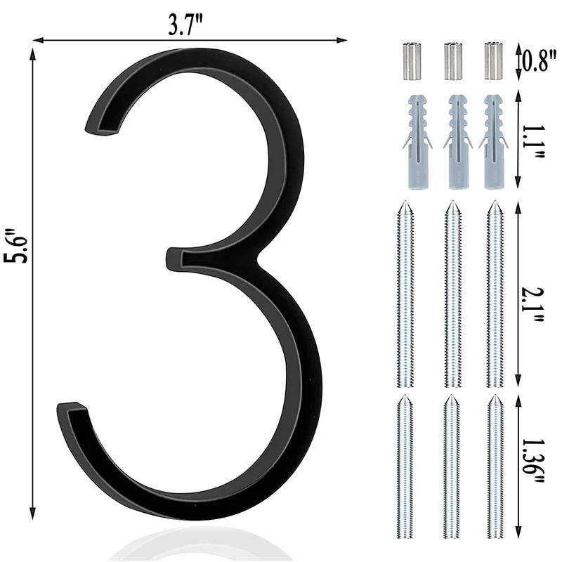 Xiaomi 142mm Floating Exterior House Numbers Modern Number Signs on the Door Extra Large Black Apartment Address and Mailbox Plate