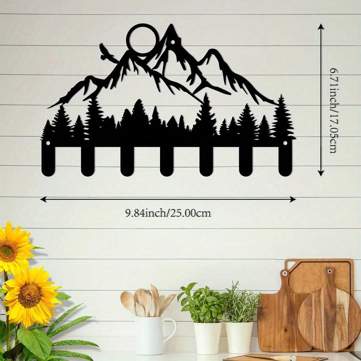 

Forged Iron Key Holder Wall Mount 9.84 Inch Rustic Coat Hat Hook Metal Art for Home Office Kitchen Bathroom Decor 17x25