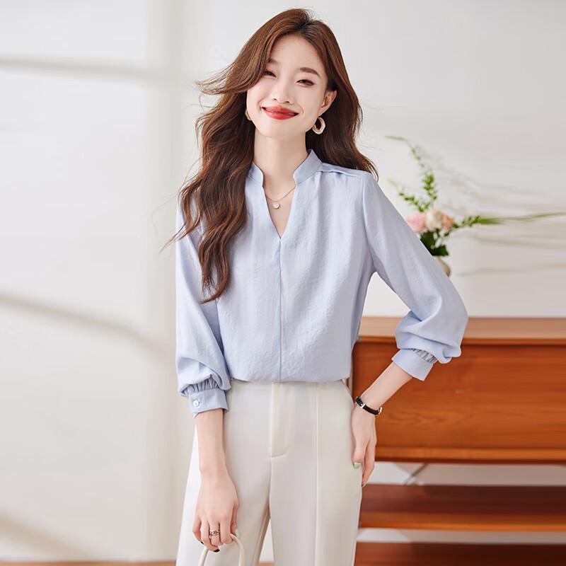 Tluoman Elegant V-Neck Long Sleeve Blouse