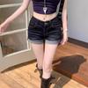 Women's Petite Spicy Retro High-Waist Dark Denim Hot Pants