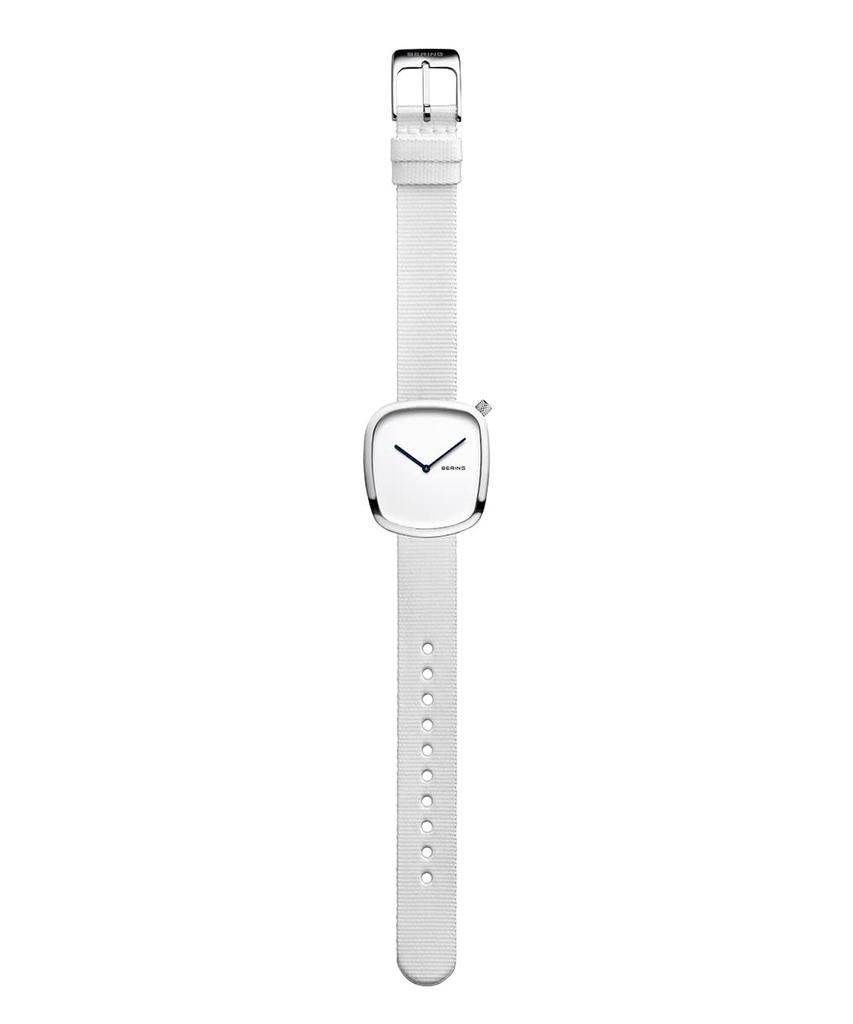 BERING Quartz Watch Pebble White Stainless Steel Mesh Strap Regular Import Product 3 Year Internal Warranty Sapphire Glass Scratch Resistant Break