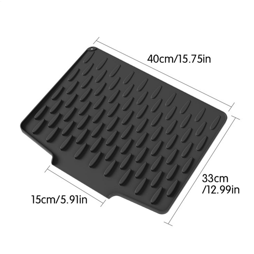 Silicone Dish Mat Heat Resistant Drainer Pad Sloped Non-Slip Draining Mat For Counter Refrigerator Drawer Liner Food Water