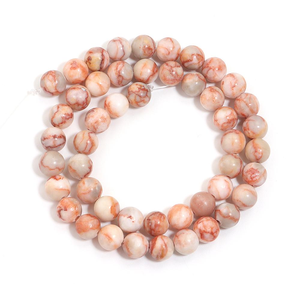 Natural Stone Beads 6 8 10mm Red Web Round Loose Spacer Beads For Jewelry Making DIY Handmade Bracelets Necklace Accessories