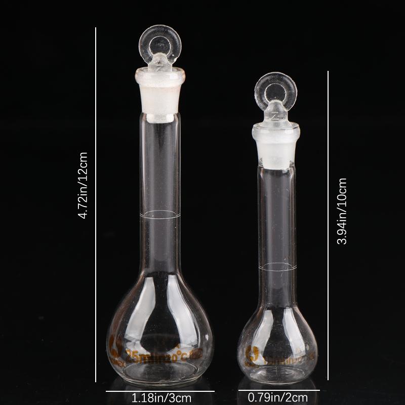 1 Stuks 10/25 ml Transparante Glazen Maatkolf Glaswerk Met Stopsel Scheikunde Laboratorium Glazen Kolf Levering Met Stopsel