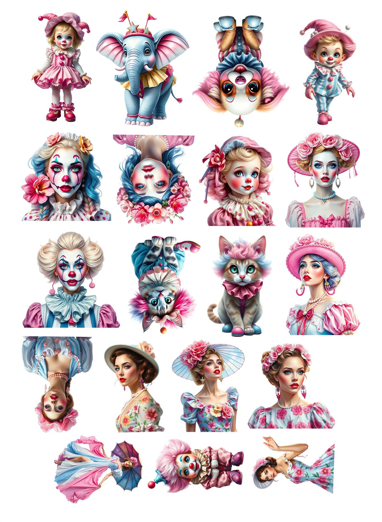 

19pcs Cute Retro Circus amusement park Stickers,Handbook Scrapbooking Literature And Art, Characters Decoration Mobile Phone белый