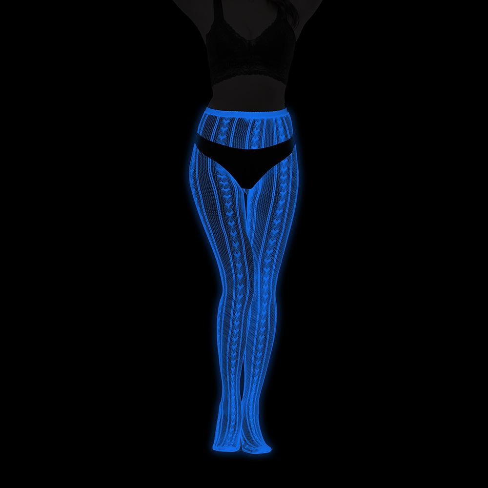 Night luminous leggings blue light pantyhose lace hollow luminous fishnet socks fluorescent sexy jacquard socks