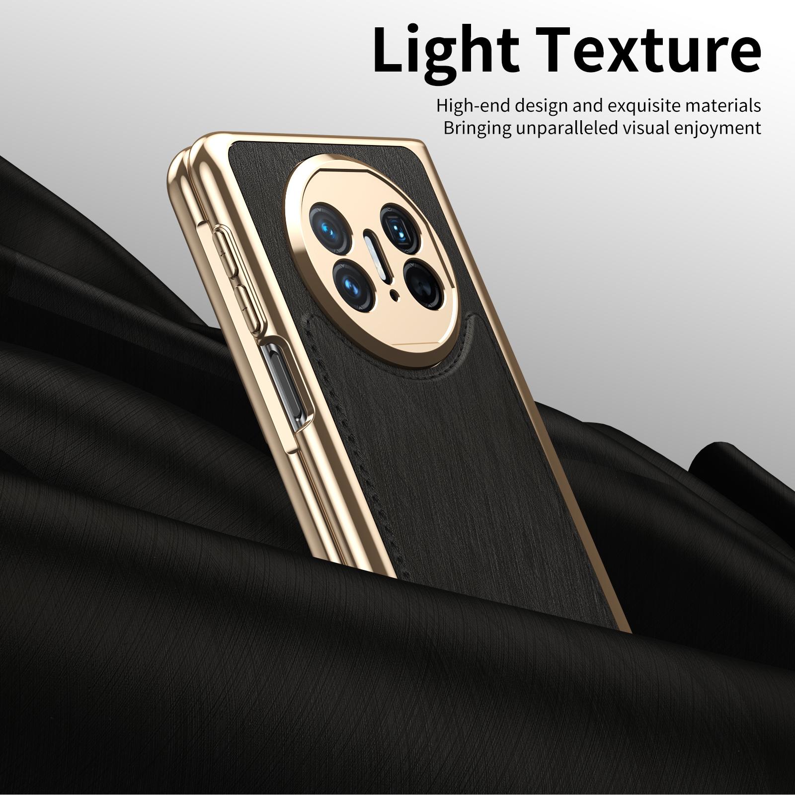

For Huawei Mate X5 Case PU Leather Coated PC Electroplated Phone Cover Built In Screen Protector Red
