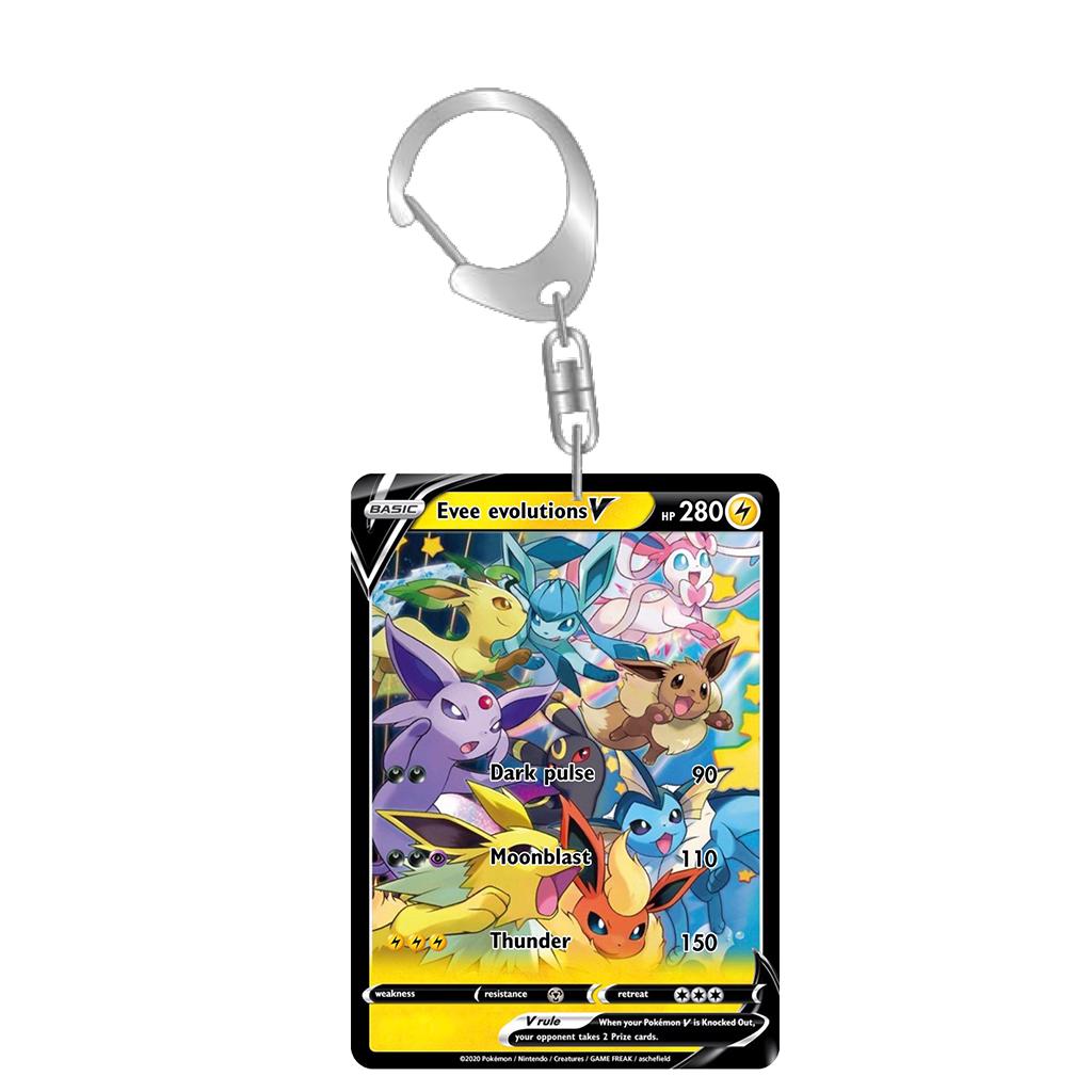 Anime Acrylic Keychain for Diancie Gardevoir Leafeon Milotic Eevee Evolutions Team Rocket Card Key Ring Self-Made Bag Pendant