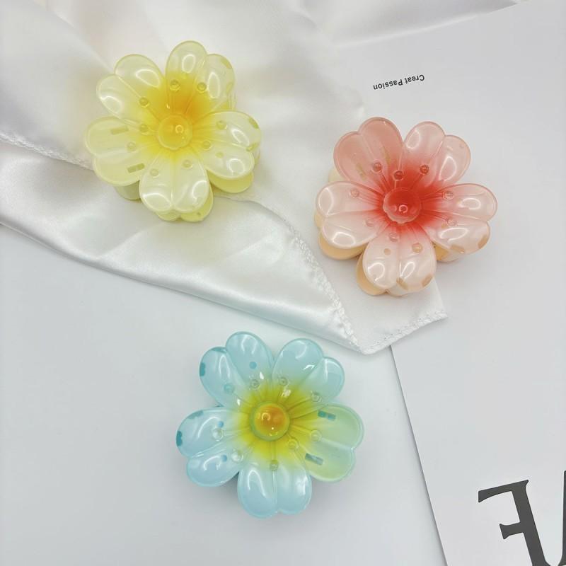 8cm Gradient Flower Hair Clip Women Korean Sweet Hair Claws Crab Clamp Barrettes Girl Hawaiian Headwear Accessories