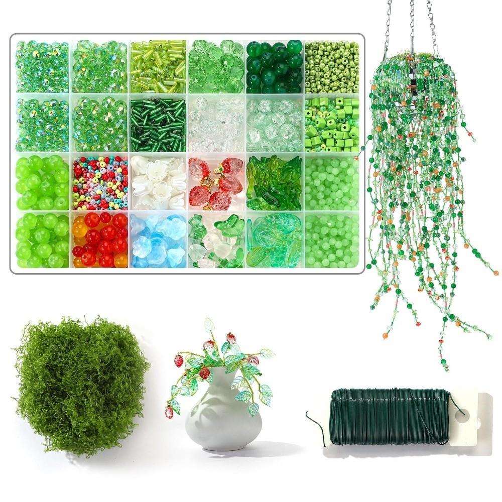 Crystal Leaf Pieces Beaded Plant Kit with Plant Pots Beads Plant Craft  for Plant Lovers