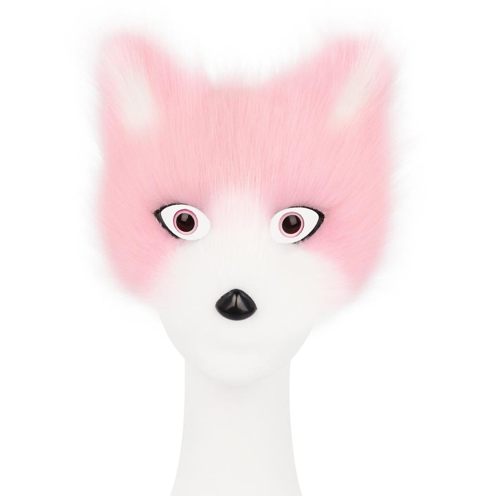 Halloween Series Anti-fox Fur Cat Fox Half Face Mask with Eyes Cosplay Cat Face Mask Accessories