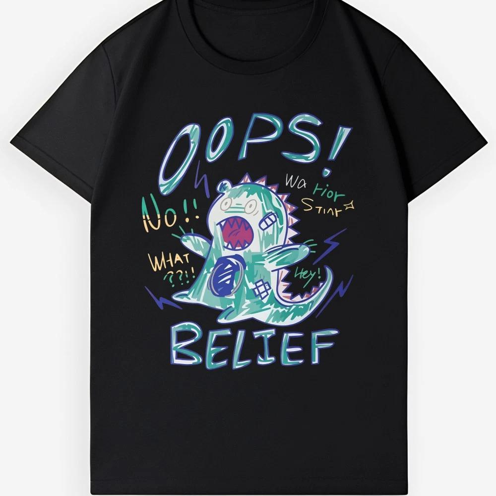 Унисекс УПС! BELIEF Смешной Монстр-Дудл Футболка-Кавайи Уличная Одежда Графическая Футболка 2XL