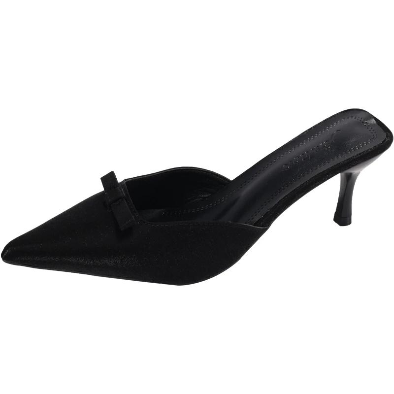 Fashion Women's Medium Heel Slippers Leopord Pointed Toe Thin Heels Shoes Women Dress Cover Toe Fashion Sexy Summer Zapatillas De Mujer