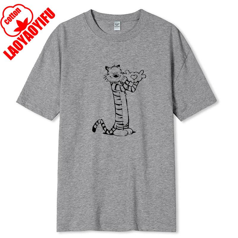 Vintage 90s Calvin Hobbes Tshirt Comic Strip Kawaii Friend Clothes Men Women Simple Casual Fashion Tees High Quality Cotton Tops