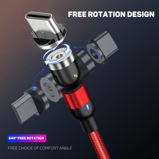 Magnetisk 5A hurtigladekabel Micro USB Type-C plugg dataledning for Android