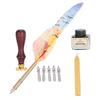 Feather Pen Dip Art Calligraphy Retro Vintage Quill Gift Box Kit with Lacquer Stamp Tool