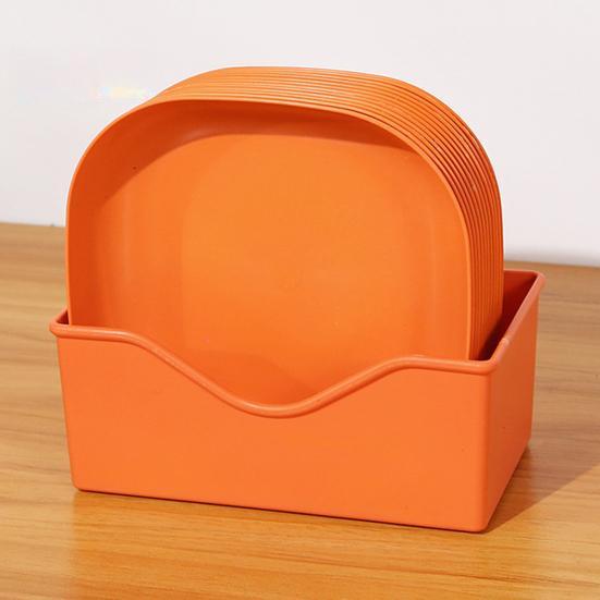 

12 шт. фруктовая тарелка с держателем для хранения, посуда, можно мыть в посудомоечной машине, прочный стол, тарелка для мусора, поднос для закусок, кухонные гаджеты оранжевый