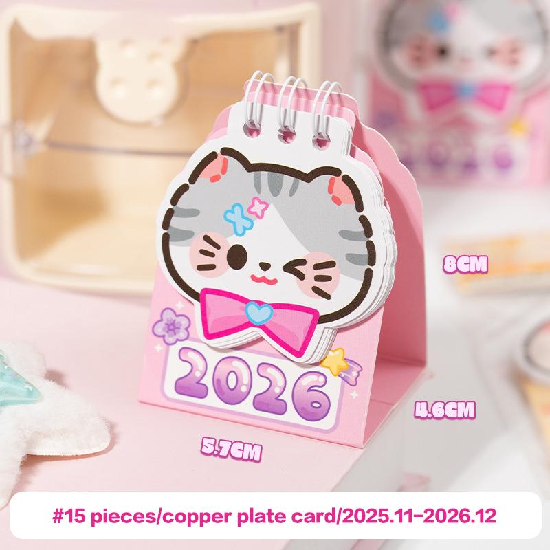 

Mini Portable 2026 Desk Calendar Cat Shape Coil Calendar Book Cute Daily Planner Organizer Time Management Back To School