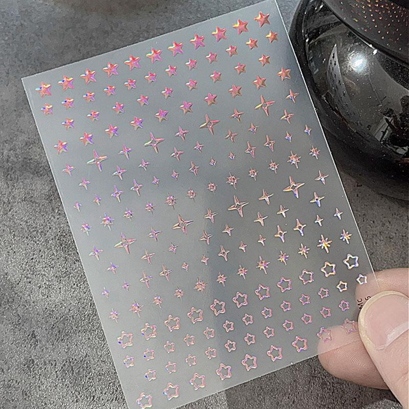 1 Sheet Star Nail Art Sticker Hollow Pentagram Stars Nail Design Self-Adhesive For Women Girls Manicure Decoration Salon Diy