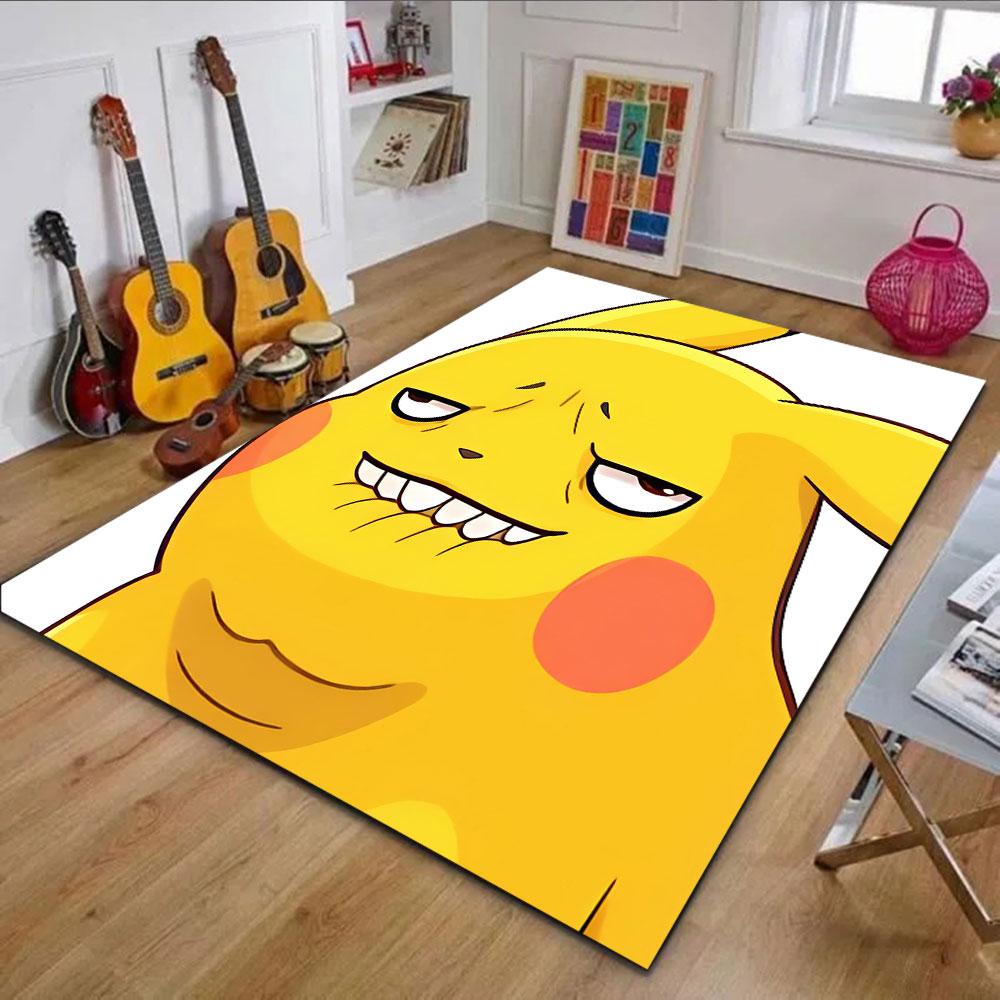 Pikachu Meme Style Face Rug Patterned carpet, non slip mat suitable for living room and bedroom sofas