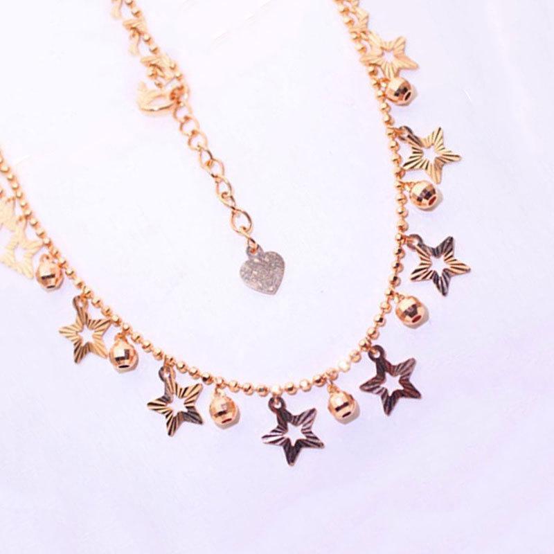 Exquisite Russian Purple Gold Star Necklace, Simple And Cold Style, Japanese And Korean Versatile Temperament, Rose Gold-Plated Collarbone Chain