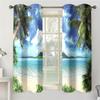 2 Pcs By the seaside print curtains,suitable for bedroom,living room kitchen decoration,home decoration,window decoration