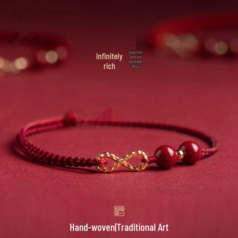 Benmingnian Infinity Cinnabar Bracelet: Hand-Woven Red String Jewelry