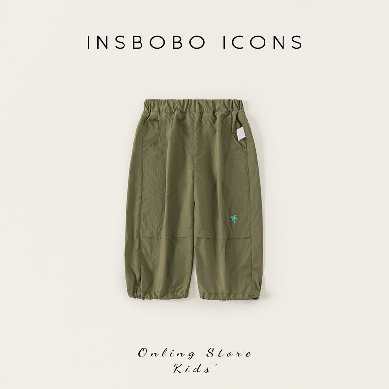 Insbobo Kids Pants Summer 2025 New Arrival Boy s Anti-Mosquito Pants Baby Boy Cargo Pants Baby Straight-Leg Pants Summer Army green 90 cm