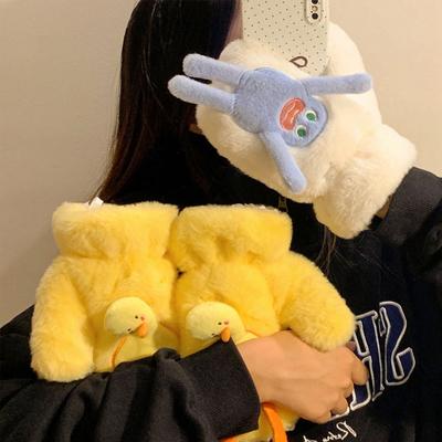 Gants en Peluche Petit Canard Jaune Hiver Chaud Protection Vélo Froid Étudiant Mittens Tout Compris