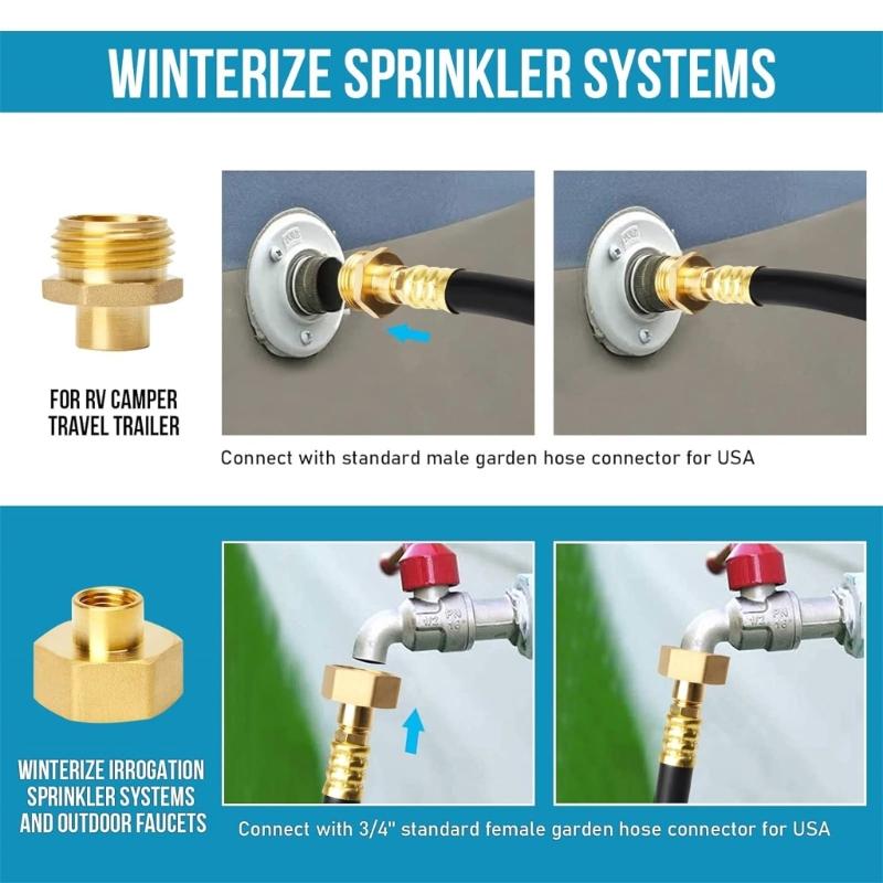 Winter Proof Water Spray Adapter with Shut off 12 Inch Elastic Hose for Car