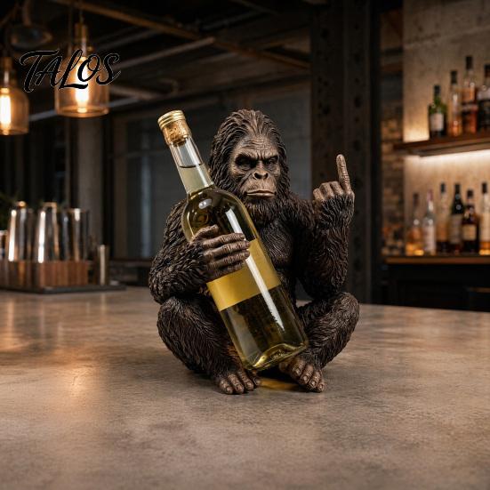 Talos Gorilla Weinflaschenhalter, Stabiler Einzelhalter, Langlebiger Harz-Affe für Küchentheke Bar