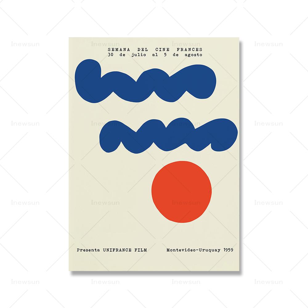 

Галерея печати Баухаус Настенное искусство Геометрический круг Точка Плакат Абстракция Синий Декор Выставка Плакат Современная идея подарка Фрески на холсте 50x70cm No Framed