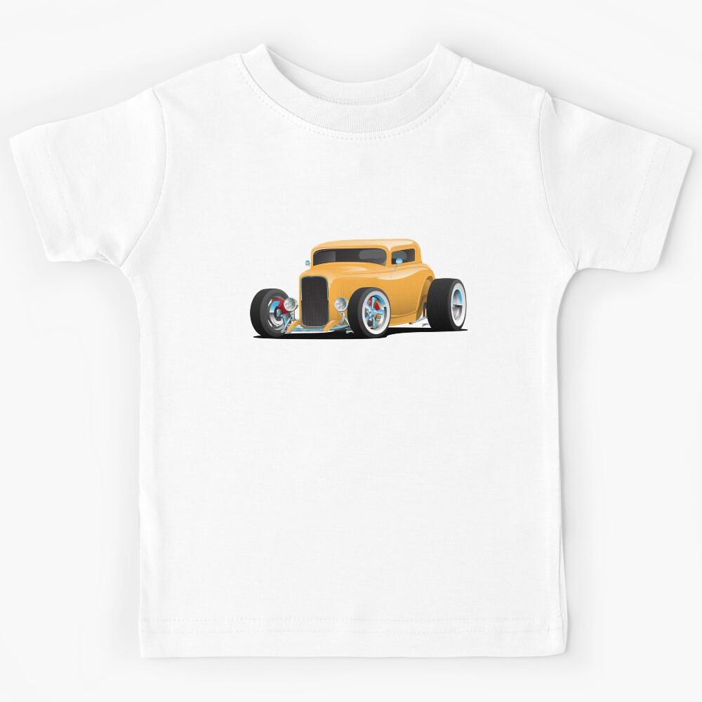 Classic American Yellow 32 Hotrod Car Illustration Kids T-Shirt 160