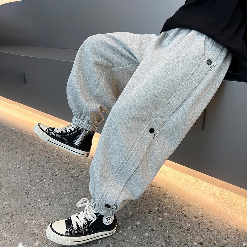 Kids Solid Color Sweatpants Boys Casual Joggers Trousers 120-170 Autumn Kids Cotton Loose Soft Pants