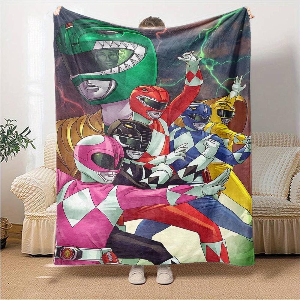 1pc Mighty Morphin Power Rangers1 Blanket, Gift, for Men and Women, Soft Blanket, Good for Sofa Bed Couch Travel, Lightweight Flannel Blanket