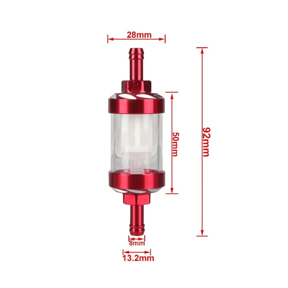 Motorcycle Gasoline Filter 8mm CNC Aluminum Universal Alloy Glass Gas Fuel for Motocross Bike ATV Quad Parts Accessories