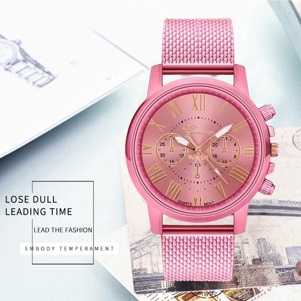 

Роскошные часы Кварцевые часы с циферблатом из нержавеющей стали Повседневные часы-браслет розовый