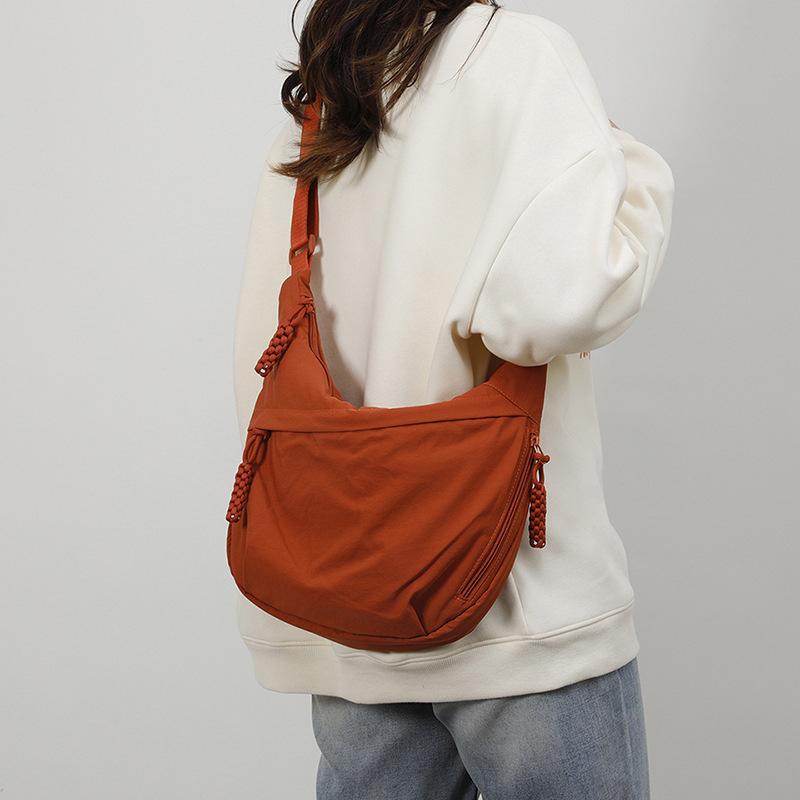 Fashion cloth bag female student class satchel nylon cloth messenger bag large capacity shoulder bag Japanese outing dumpling bag