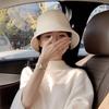 Wool Bucket Hat Women's Retro Autumn and Winter Top Hat Basin Hat Elegant Temperament White Hat
