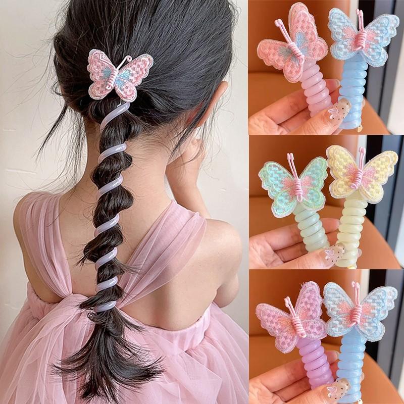 

Детские резинки для волос в виде телефонных проводов в виде бабочек, спиральные резинки для волос, эластичные резинки для волос для девочек, аксессуары для волос в виде хвостика аэро