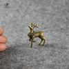 Vintage Copper Deer Ornaments 1 Pair Solid Brass Sika Deer Figurines Lucky Feng Shui Crafts Sculpture Home Office Desk Deoration
