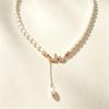 Dreamy Butterfly Tassel Imitation Pearl Necklace for Women, Everyday Collarbone Chain Fashion New Style Woolen Necklace Accessory