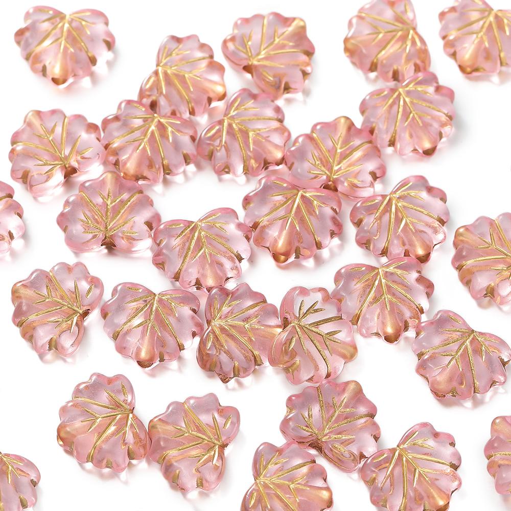 50pcs/Lot Acrylic Leaves Beads Spacer Charms Bead for DIY Bracelet Necklace Keychain Jewelry Making Accessories Supplies