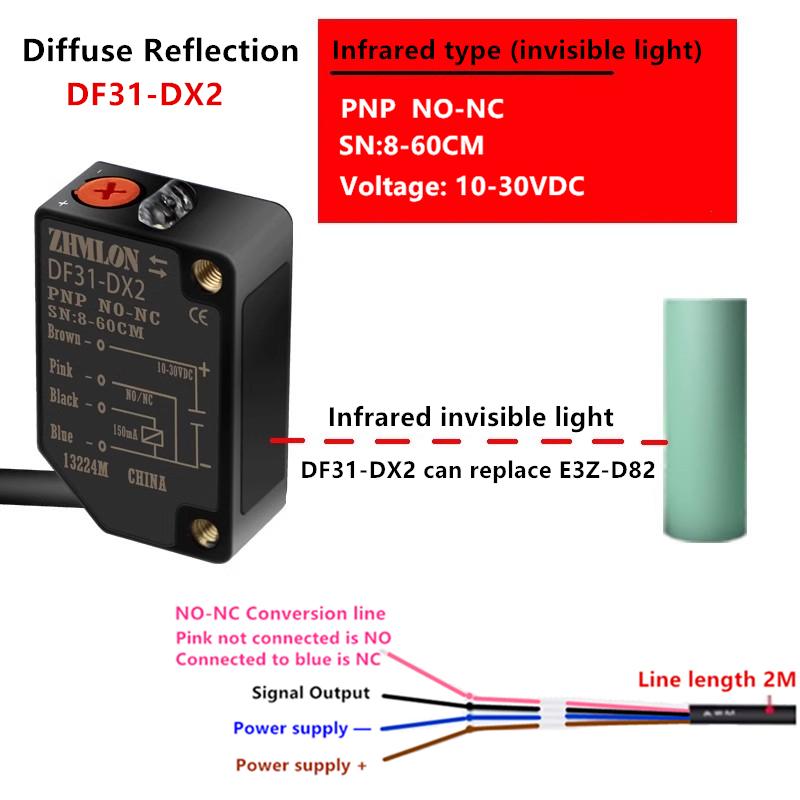 24V Infrared Laser Diffuse Reflection Photoelectric Switch Can Replace E3Z-D61 E3Z- D62 D81 D82 L61 L81 Proximity Switch Sensor