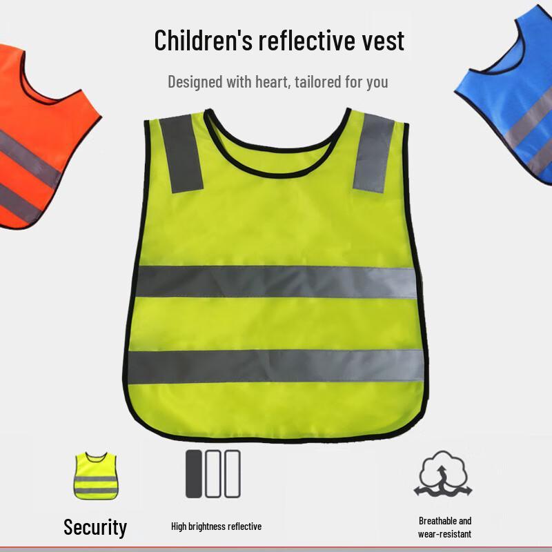 Lilang Kids Fluorescent Yellow Reflective Vest with 4 Stripes