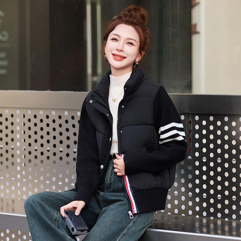 Design knitted cotton jacket padded clothes women's winter 2025 new down padded jacket thickened warm bread jacket