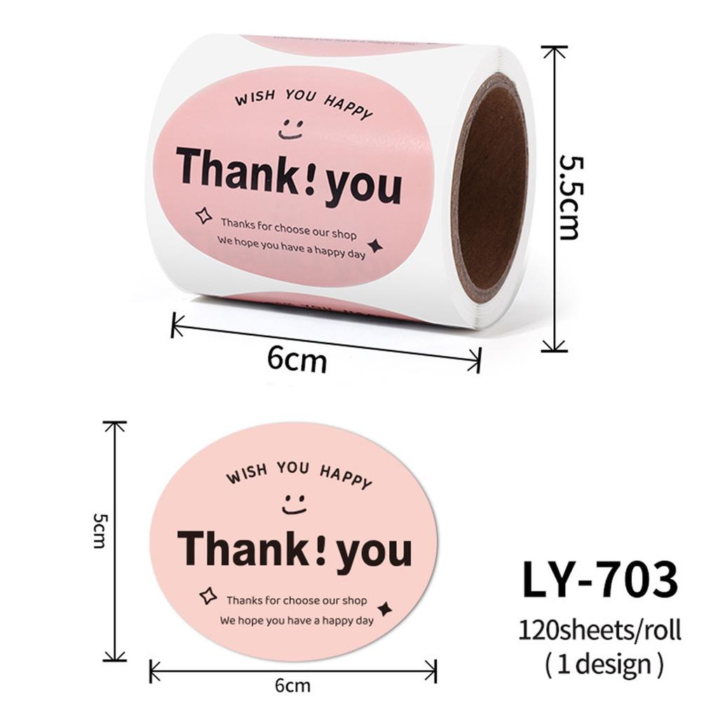120 Stickersroll Thank You Stickers Cake Bakery Baking Decoration Self-Adhesive Labels Gift Packaging Sealing Stickers