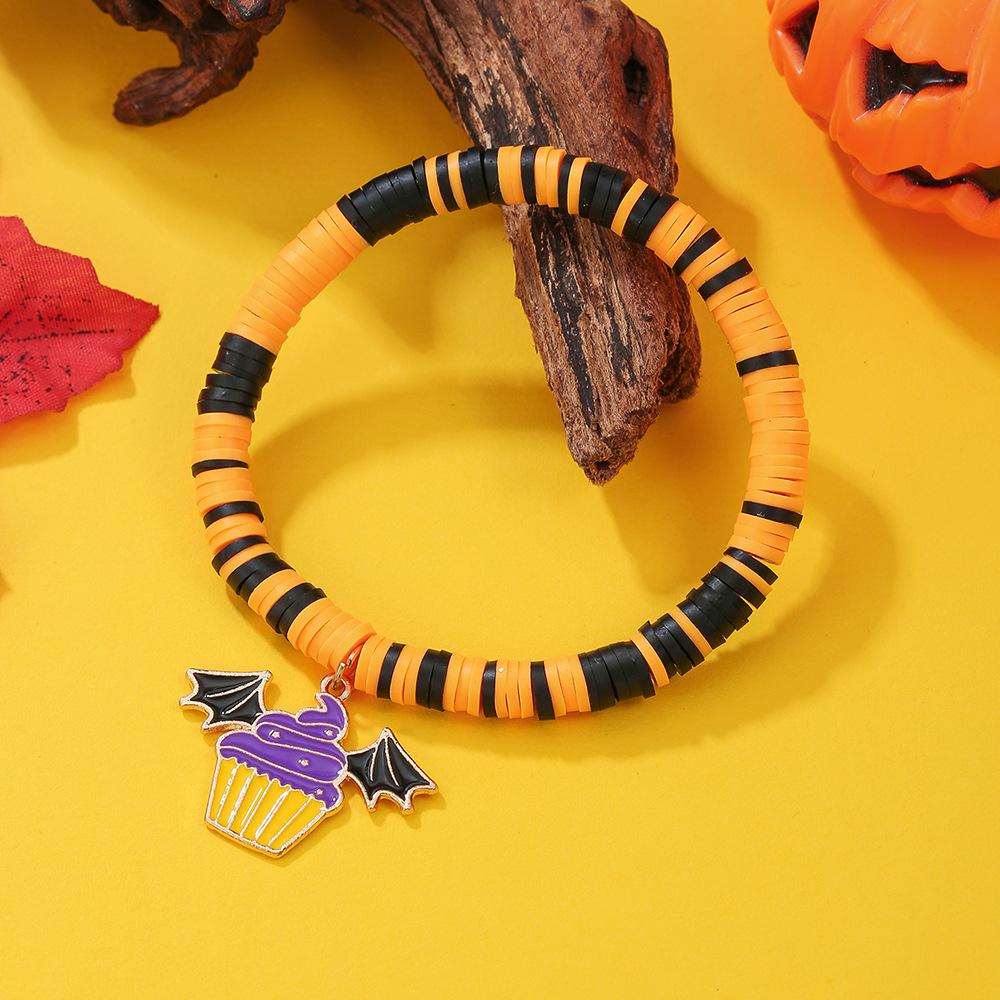 European and American Halloween Skull Pumpkin Pendant Soft Pottery Bracelet Popular Funny Alloy Pendant Bracelet