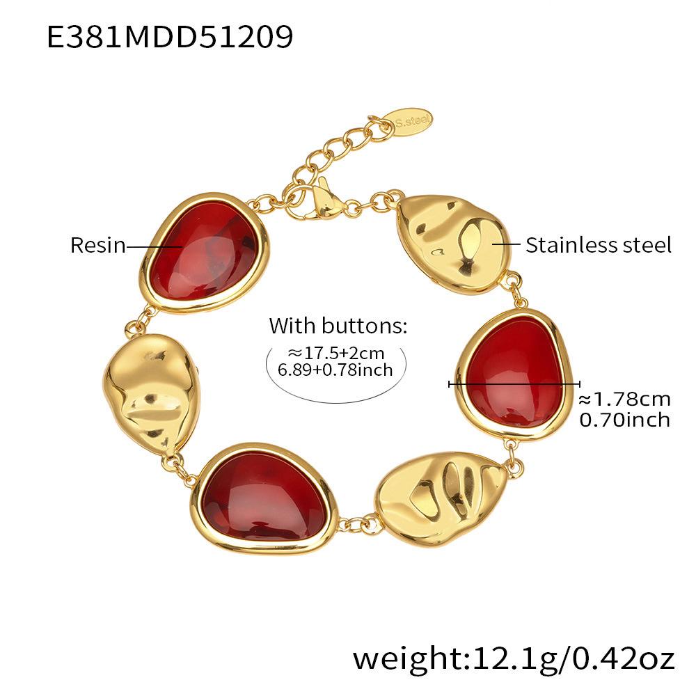 Multi-color Resin Beads Chain Bracelet In Stainless Steel 18K Gold Plated Bracelets Imitation Zircon Bracelet for Women